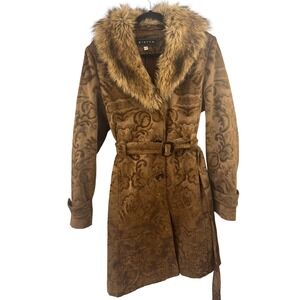 Faux Fur Giacca Company Vtg 90s Y2K Black Giacca A Gallery Company Faux Fur Zip Up Vest Jacket Coat  S